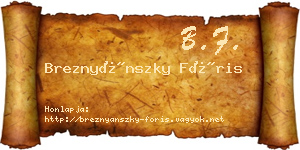Breznyánszky Fóris névjegykártya